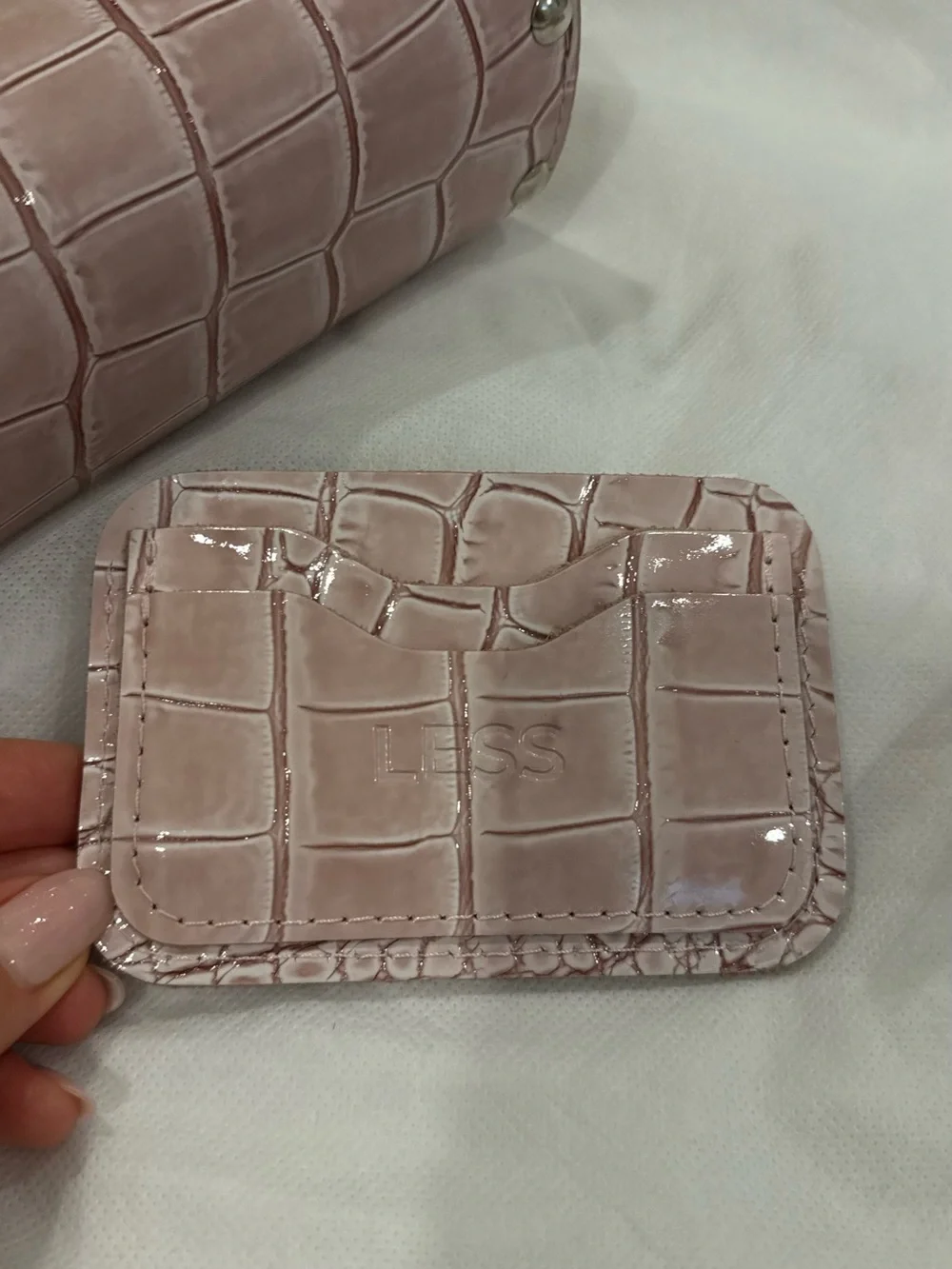 Unique Real leather and wood Croc-Embossed Pink Shoulder Bag